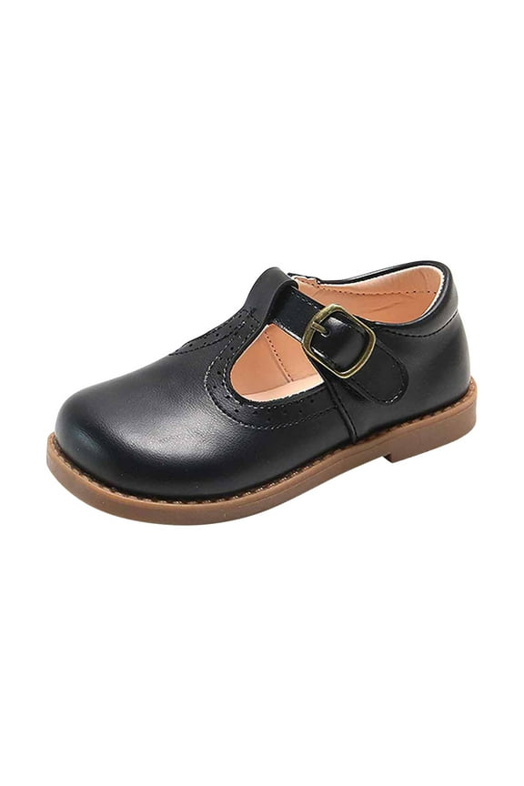 Boys Girls' Closed Toe School Uniform Shoes Dress Shoes Strap Formal Slip-On Princess Leather Shoes (Toddler, Little Kid) Black