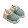 thumbnail image 1 of Zwiiyzr Boys Girls Fluffy Slippers Winter Plush Thick Leather Waterproof Non Slip Boys/Girls Slippers for Toddler/Little Kid/Big Kid Green, 1 of 3