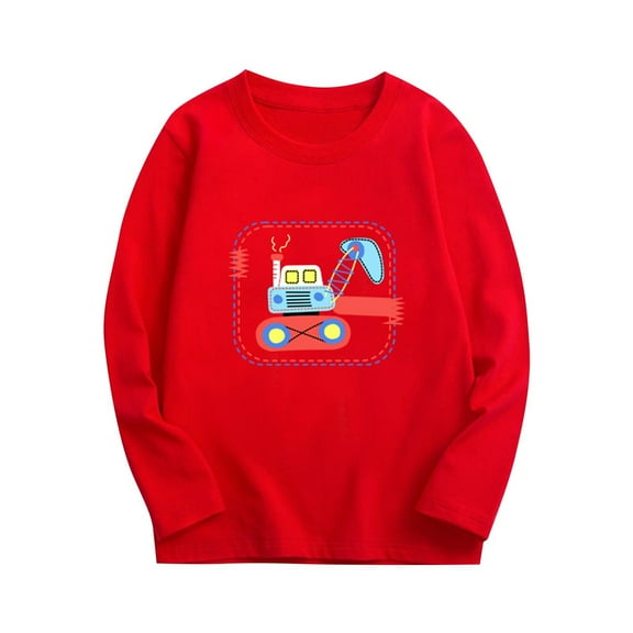 Zwiiyzr Boys Girls Tshirts Thin Crewneck Sweatshirts Toddler Baby Sweatshirt Solid Cotton Soft Long Sleeve Pullover Tops 3-10 Years Red