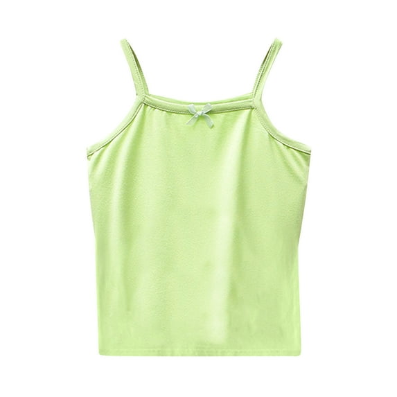 Zwiiyzr Cami Tops Sleeveless T-Shirts for Kids Toddler Little Girls 2-10 Years Solid Color T Shirt Crop Tank Top Tee Green