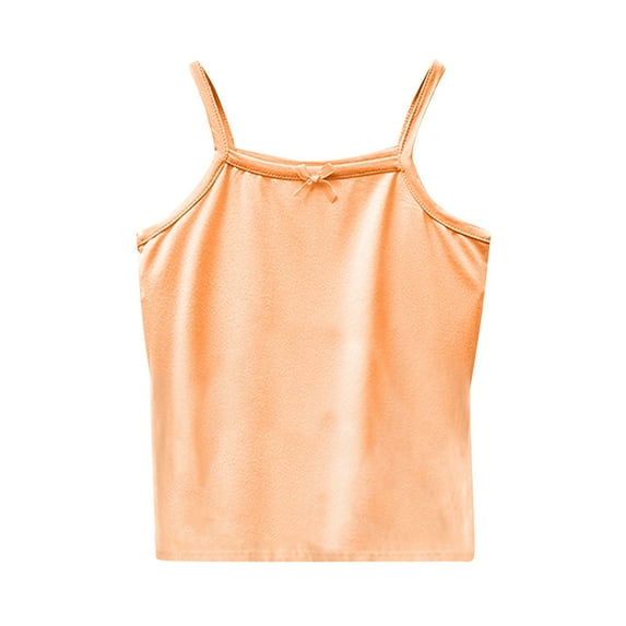 Zwiiyzr Cami Tops Sleeveless T-Shirts for Kids Toddler Little Girls 2-10 Years Solid Color T Shirt Crop Tank Top Tee Orange