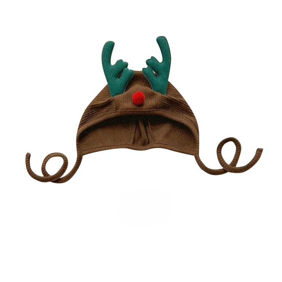 Zwiiyzr Christmas Hat for Baby 0-1T Santa Hat Winter Hat for Baby Beanie Windproof Warm Knit Christmas Gift Brown