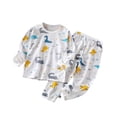 thumbnail image 1 of Zwiiyzr Cotton Pajamas for Toddler Boys & Girls Unisex Baby Clothes Long Sleeve Crewneck Fall Winter 2-Piece Outfit 6M-11Y White, 1 of 3
