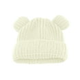 thumbnail image 1 of Zwiiyzr Cute Bear Baby Beanie Pompom Baby Boys Fleece Lined Hat Infant Toddler Winter Knitted Beanies for Girls Boys 1-6 Years White, 1 of 3