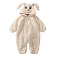 thumbnail image 1 of Zwiiyzr Fall Winter Infant Toddler Baby Boys Girls Fluffy Jumpsuit Hooded Fleece Rompers Long Sleeve Zipper Onesie Outwear Beige, 1 of 3
