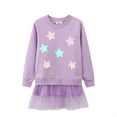 thumbnail image 1 of Zwiiyzr Girls 2-7 Years Cotton Long-Sleeved Star Printed Sweatshirt Dress With Tutu Tulle Hem Party Gownes Toddler Kids Birthday Outfit Purple, 1 of 3