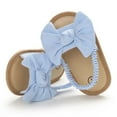 thumbnail image 1 of Zwiiyzr Girls Baby First Walking Shoes 0-1 Years Infant Slingback Sandals Bow Knot Cute Summer Flat Princess Shoes Blue, 1 of 2