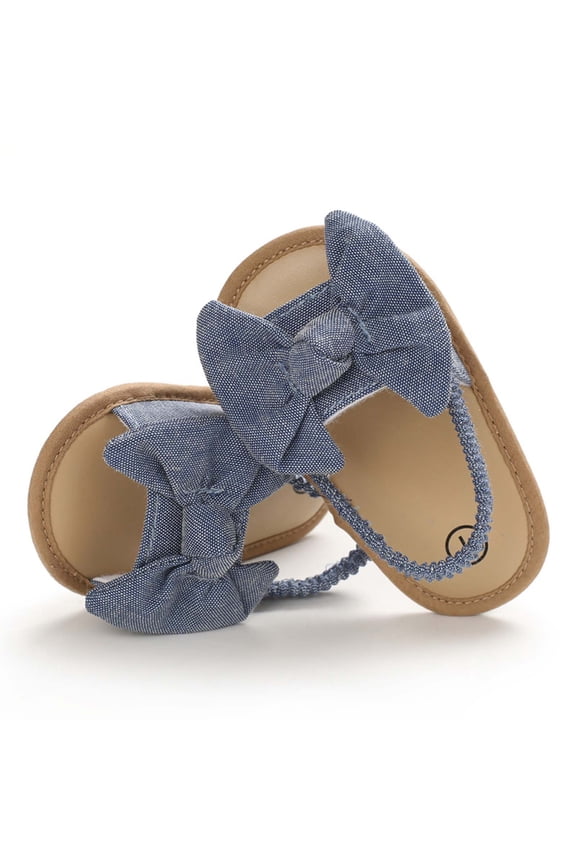 Girls Baby First Walking Shoes 0-1 Years Infant Slingback Sandals Bow Knot Cute Summer Flat Princess Shoes Gray