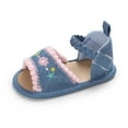 thumbnail image 1 of Zwiiyzr Girls Baby First Walking Shoes 0-1 Years Infant Slingback Sandals Embroidered Flower Summer Flat Shoes Light blue, 1 of 8