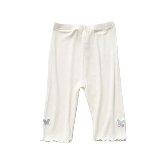 Zwiiyzr Girls Bike Shorts Kids Solid Color Dance Shorts Under Dress for Kids Toddler Girl 1-9 Years White