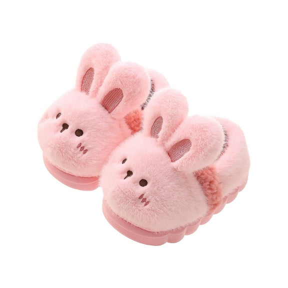 Zwiiyzr Girls/Boys/Babies Fluffy Slippers Fall/Winter Warm Indoor Non Slip Cute Plush Slippers Fuzzy House Slippers for Toddler/Little Kid/Big Kid Pink