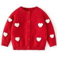 thumbnail image 1 of Zwiiyzr Girls' Cardigan Sweater Long Sleeve Jacquard Cable-Knit Round Neck Button Down Cute Knit Cardigan Fall Baby Clothes 0-3T Red, 1 of 2