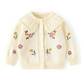 thumbnail image 1 of Zwiiyzr Girls' Cardigan Sweater Long Sleeve Round Neck Button Down Cute Knit Cardigan Fall Baby Clothes 0-3T Beige, 1 of 8