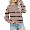 thumbnail image 1 of Zwiiyzr Girls Crewneck Oversized Striped Sweatshirt Kids Trendy Long Sleeve Pullover Tops 1-12 Years Khaki, 1 of 6