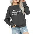 thumbnail image 1 of Zwiiyzr Girls Crewneck Oversized Sweatshirt Solid Color Letter Printed Kids Trendy Long Sleeve Loose Round Neck Tunic Blouse Pullover Tops 1-12 Years Dark Gray, 1 of 7