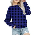 thumbnail image 1 of Zwiiyzr Girls Crewneck Plaid Oversized Sweatshirt Kids Trendy Long Sleeve Pullover Tops 1-12 Years Blue, 1 of 3