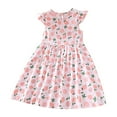 thumbnail image 1 of Zwiiyzr Girls Dress Flutter Sleeve A-Line Sundress Casual Midi Dresses for 3-10 Years Kids Pink, 1 of 3