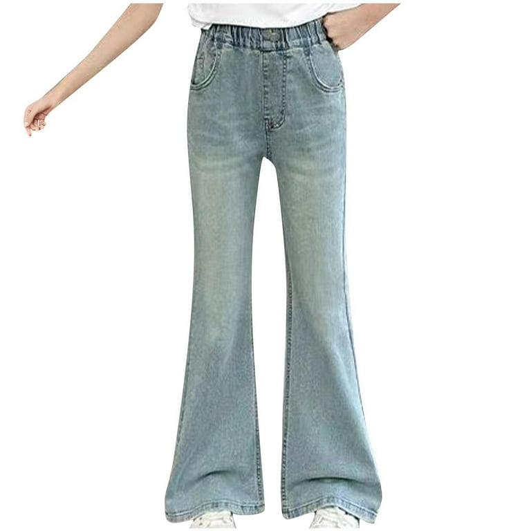 H&M Girls' Wide Leg Kids Boys Stretchy Jeans Designer Ripped