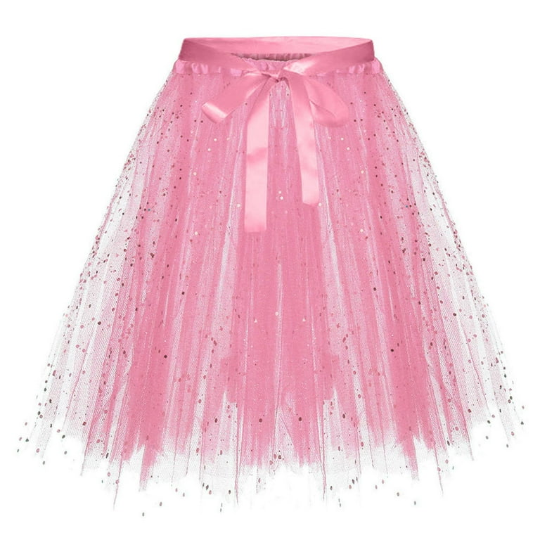Zwiiyzr 2025 Girls Layered Tutu Skirt Ruffle Mesh Glitter Tulle - Main Image