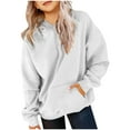thumbnail image 1 of Zwiiyzr Girls Pullover Hoodies Sweatshirt Fleece Lined Winter Warm Casual Solid Color Loose Long Sleeve Outwear Coat With Pockets 4-14 Years White, 1 of 4