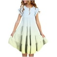 thumbnail image 1 of Zwiiyzr 2025 Girls Ruffle Short Sleeve Summer Dress Kids Round Neck A Line Flowy Midi Dresses 1-15 Years Yellow, 1 of 4