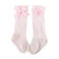 thumbnail image 1 of Zwiiyzr Girls Ruffle Socks Toddlers Cute Big Bow Knee High Long Soft Cotton Lace Baby Kids for 0-4 Years Baby Clothes Pink, 1 of 4