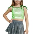 thumbnail image 1 of Zwiiyzr 2025 Girls Sequins Cami Vest Adjustable Strap Sparkle Crop Tank Tops Performance Dance Oufits for Kids 4-14 Years Green, 1 of 6