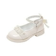 thumbnail image 1 of Zwiiyzr Girls Toddler Dress Shoes Flower Princess Mary Low Heels Performance Shoes for Party Wedding (Little/Big Kid) Beige, 1 of 9