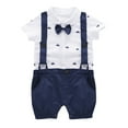 thumbnail image 1 of Zwiiyzr Infant Baby Boy Formal Suit Gentleman Bowtie Romper Suspenders Shorts Wedding Tuxedo Outfit Cake Christening Clothes Short Sleeve Jumpsuit Baby Clothes White, 1 of 7