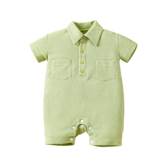 Zwiiyzr Infant Baby Boy Girl Clothes Toddler Summer Onesie Cotton Jumpsuit Warm Short Sleeve Climbing Clothes for 0-3 Years Green