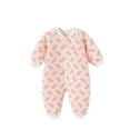 thumbnail image 1 of Zwiiyzr Infant Baby Boy Girl Clothes Winter Warm Jumpsuit Fall Three-Layer Quilted Cold-Proof Outdoor Clothing for 1-2 Years Old Long Sleeve Onesie Pink, 1 of 5