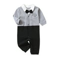 thumbnail image 1 of Zwiiyzr Infant Baby Boys One Piece Outfit College Style Fall Gentle Style Romper British Indoor And Outdoor Jumpsuit Gray, 1 of 6