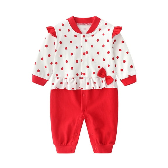 Zwiiyzr Infant Baby Girl Boy One Piece Outfit College Style Fall Gentlemen Style Romper British Indoor And Outdoor Jumpsuit Red