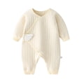 thumbnail image 1 of Zwiiyzr Infant Baby Girl Boy One Piece Outfit Thin Cotton Jumpsuit Warm Long Sleeve Cotton Romper Baby Clothes Beige, 1 of 5