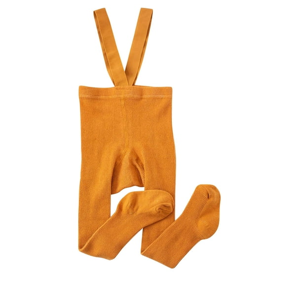 Zwiiyzr Infant Baby Girl Boy Ribbed Leggings Suspender Pants Overalls 6 Months-4 Years Toddlers High Waist Knit Tights Pantyhose Socks Winter Warm Stockings Orange
