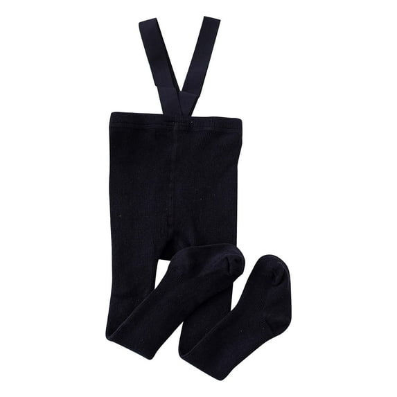 Zwiiyzr Infant Baby Girl Boy Ribbed Leggings Suspender Pants Overalls 6 Months-4 Years Toddlers High Waist Knit Tights Pantyhose Socks Winter Warm Stockings Black