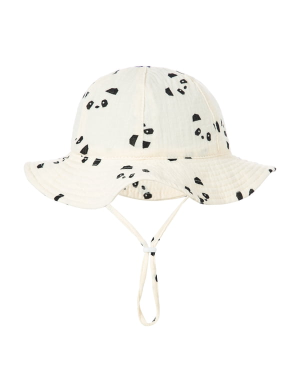 Lovskoo Infant Bucket Hat Wide Brim Baby Summer Sun Protection Floppy Fashion Print Sun-hat Outdoor Cute Sunscreen B 3-12 Months