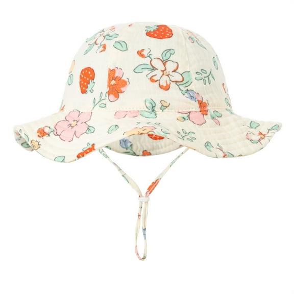 Zwiiyzr Infant Bucket Hat Wide Brim Baby Summer Sun Protection Floppy Fashion Print Sun-hat Outdoor Cute Sunscreen I 3-12 Months