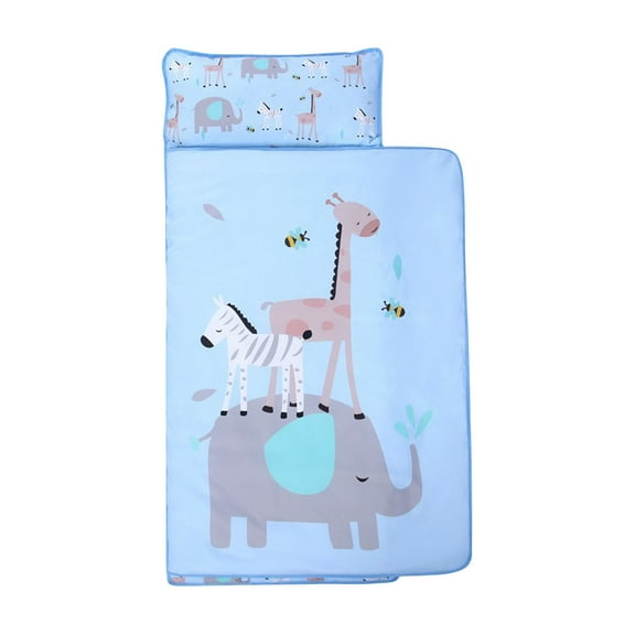 Zwiiyzr Kid Sleeping Bag, Toddler Girl Boy Nap Mat Dinosuar Slumber Bag 2 In 1 Pillow Daycare Preschool Kindergarten Daycare Birthday Gift Travel Sleepover Blue
