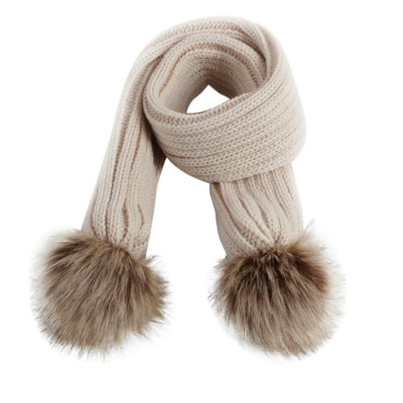 Zwiiyzr 2024 Kids Baby Scarf Soft Warm Knit Neck Warmer Winter Classic Scarf for Boys Girls Beige