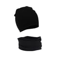 thumbnail image 1 of Zwiiyzr Kids Baby Winter Beanie Hat Scarf Set Solid Color Comfortable Warm Knit Thick Skull Cap Neck Warmer for Boys Girls 3M-3T Black, 1 of 4