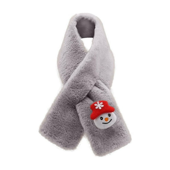 Zwiiyzr 2025 Kids Christmas Scarf Winter Knitted Kids Scarves Solid Color Cute Thick and Warm Neck Warmer for Boys Girls 1-15 Years Gray