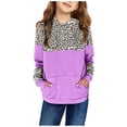 thumbnail image 1 of Zwiiyzr Kids Girls Boys Pullover Hoodies Cute Leopard Printed Patchwork Hooded Sweatshirts with Pockets 4-15 Years Purple, 1 of 3