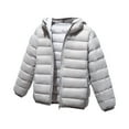 thumbnail image 1 of Zwiiyzr Kids Quilted Jacket Hooded Lightweight Winter Jacket for Boys Girls Hoodies Padded Jackets Outwear Coat 4-12 Years Gray, 1 of 3
