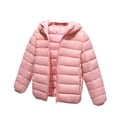thumbnail image 1 of Zwiiyzr Kids Quilted Jacket Hooded Lightweight Winter Jacket for Boys Girls Solid Color Hoodies Padded Jackets Outwear Coat 3-11 Years Pink, 1 of 3