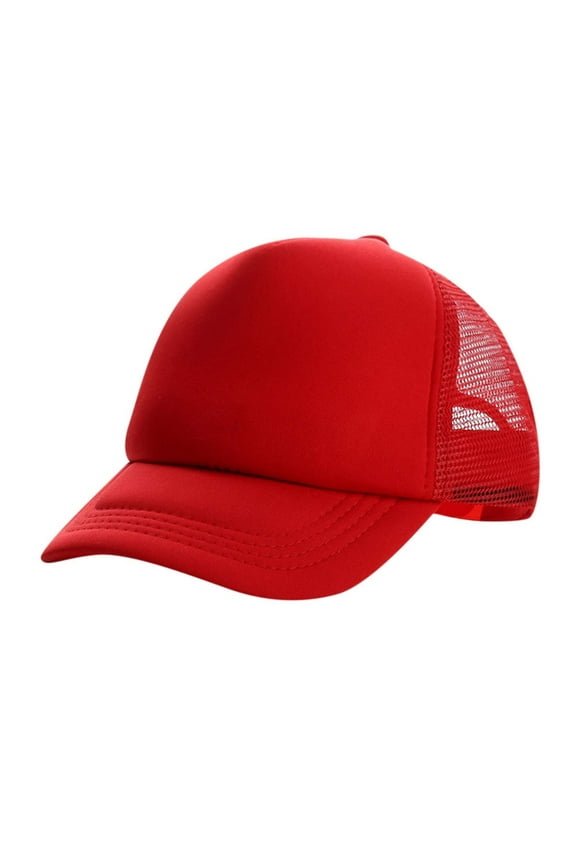 Kids Sun Hat Boys Girls Summer Baseball Cap Children Teenagers Show Solid Sunscreen Travel Red C One Size