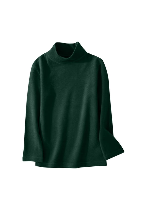 2025 Kids Unisex Boys Girls Long Sleeve Thermal Shirt Turtleneck Fall and Winter Base Layer 2-12 Years Green