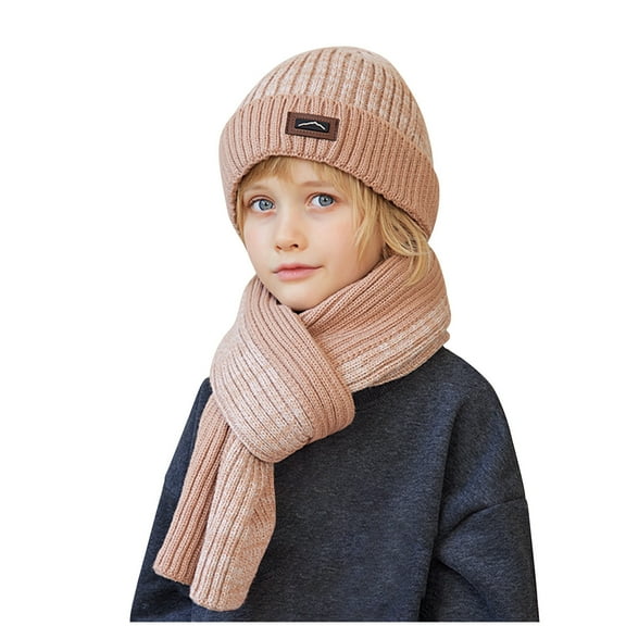 Zwiiyzr Kids Winter Beanie Hat Warm Knit Thick Ski Cap And Scarf Set For Girls Boys 1-11 Years Pink