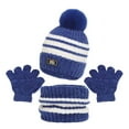 thumbnail image 1 of Zwiiyzr Kids Winter Beanie Hat Warm Knit Thick Ski Cap With Pompom And Scarf Gloves Set For Girls Boys 1-11 Years Blue, 1 of 9