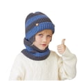 thumbnail image 1 of Zwiiyzr Kids Winter Beanie Hat Warm Knit Thick Stripe Ski Cap And Scarf Set For Girls Boys 1-11 Years Blue, 1 of 5